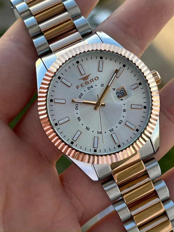 Ferro Çelik Kordon Takvimli 30 Mt Su Geçirmez Erkek Kol Saat EFM11288-E - Resim 3