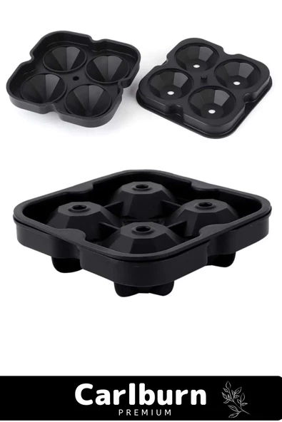 Premium Seri 4 Gözlü Kırılmaz Esnek Silikon Kokteyl İçecek Elmas Şekilli Buz Yapma Kalıbı Buzluk - 4