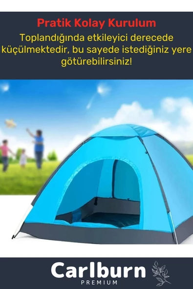 Premium Su Geçirmez Kapı Sineklik Tüllü Dayanıklı Kumaş Pratik Kolay Kurulum 6 Kişilik Kamp Çadırı - 2