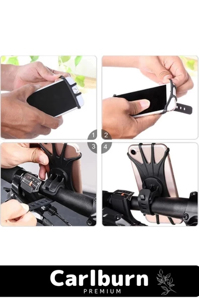 Premium Pratik Sök Çıkar Dayanıklı Esnek Ayarlanabilen Silikon Esnek Bisiklet Telefon Tutucu - 4