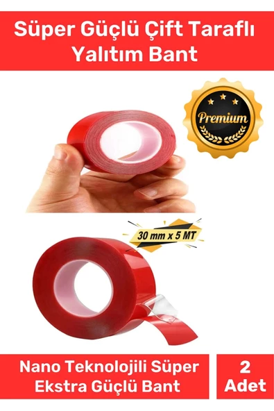 Özel Üretim Süper Güçlü İz Bırakmayan Çift Taraflı Akrilik Köpük Montaj Bandı 30mm X 5mt - 2 Adet