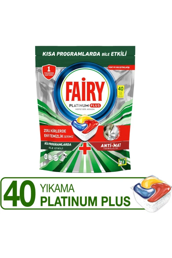 Fairy Platinum Plus 40 Yıkama Bulaşık Makinesi Det
