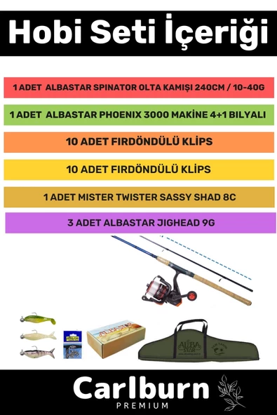 Özel Üretim Şık Taşıma Çantalı Hazır Kurulu Tam Takım Hobi Spin Atçek Olta Seti - 3m Kamış Hediyeli - 2