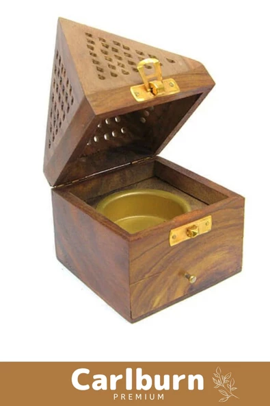 Premium Seri Taşınabilir El Yapımı Ahşap Dekoratif Konik Tütsü Yakma Kutusu - 4