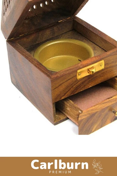 Premium Seri Taşınabilir El Yapımı Ahşap Dekoratif Konik Tütsü Yakma Kutusu - 5