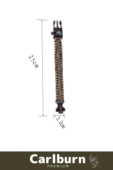 Premium Kiti Düdük Çakı Pusula Çakmaktaşı Paraşüt İpi Rahat Çok Amaçlı Hayatta Kalma Bilekliği - 5