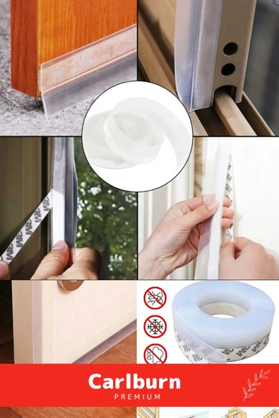 Rüzgar Kesici Ses Böcek Toz Önleyici Yalıtım Kapı Pencere Isı Izolasyon Şeffaf Şerit Bant 5mt 4 Adet - 4