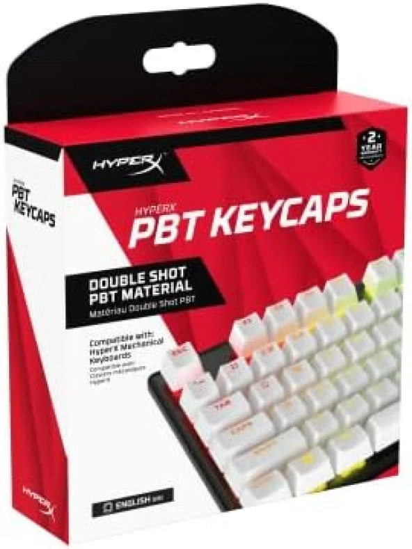 HyperX PBT Keycaps Full Key Set, Double Shot PBT Material, English (US) Layout, 104 Keys White