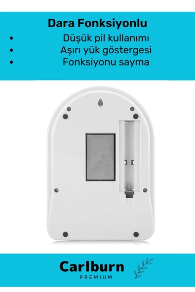 Deluxe Yüksek Hassasiyet Pilli Dara Fonksiyonlu Otomatik Kapanma Özellikli Hassas Mutfak Terazisi - 3