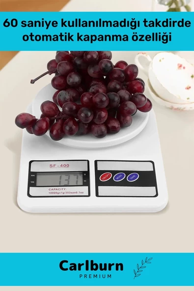 Deluxe Yüksek Hassasiyet Pilli Dara Fonksiyonlu Otomatik Kapanma Özellikli Hassas Mutfak Terazisi - 4