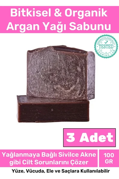 Organik Bitkisel %100 Doğal Güzel Kokulu El Yüz Saç Orijinal 3'lü Argan Yağı Sabunu ürün görseli 1