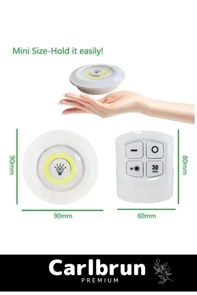 Özel Av Kamp Ev Okul Araba Otel Pilli Uzaktan Kumandalı Yapışkanlı Dayanıklı 3'Lü Led Spot 1 Adet - 2
