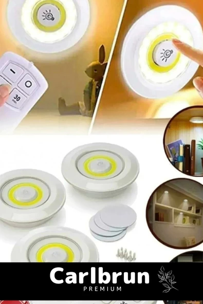 Özel Av Kamp Ev Okul Araba Otel Pilli Uzaktan Kumandalı Yapışkanlı Dayanıklı 3'Lü Led Spot 1 Adet - 5