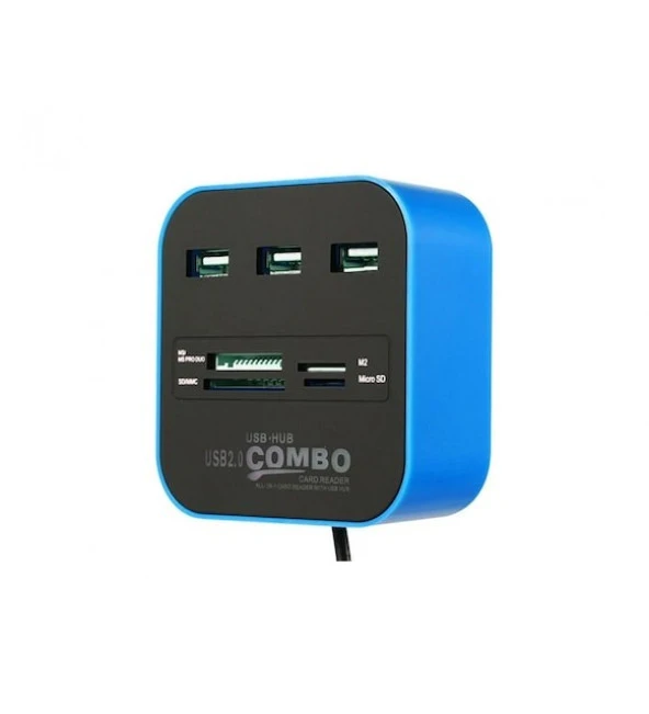 Concord C-847 3 Port USB 2.0 Hub - USB Çoklayıcı + USB Kart Okuyucu - 3
