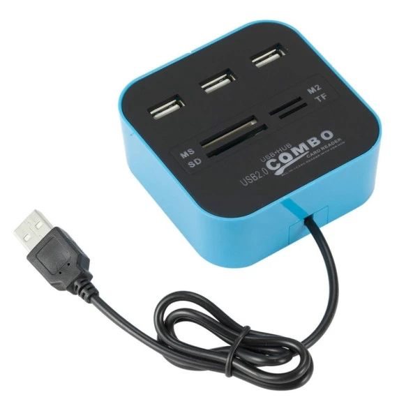 Concord C-847 3 Port USB 2.0 Hub - USB Çoklayıcı + USB Kart Okuyucu - 4