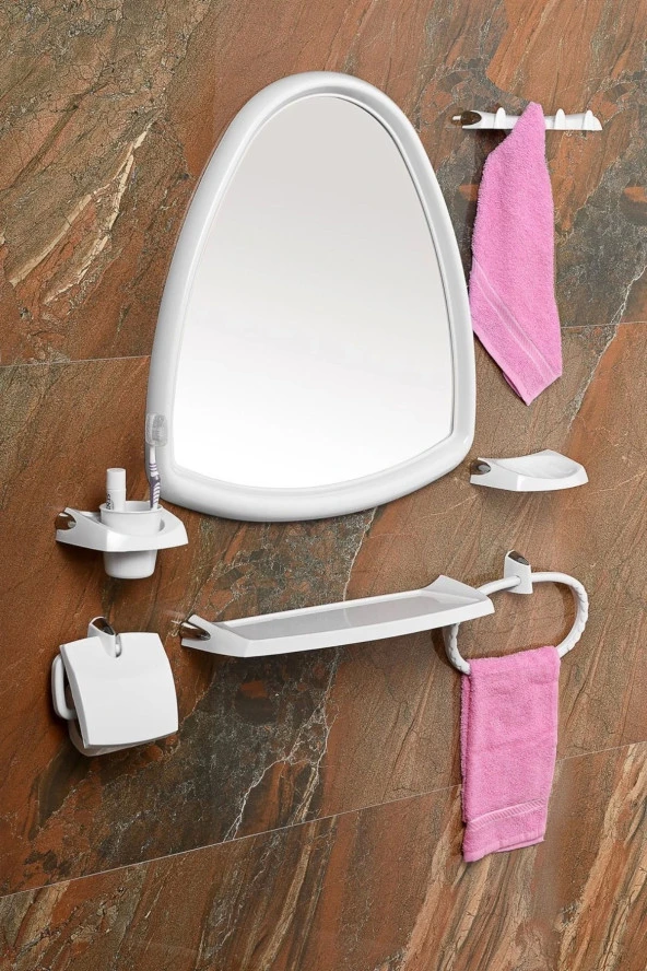 Damla Ayna Seti Krom Dizayn 8 Parça ürün görseli 1