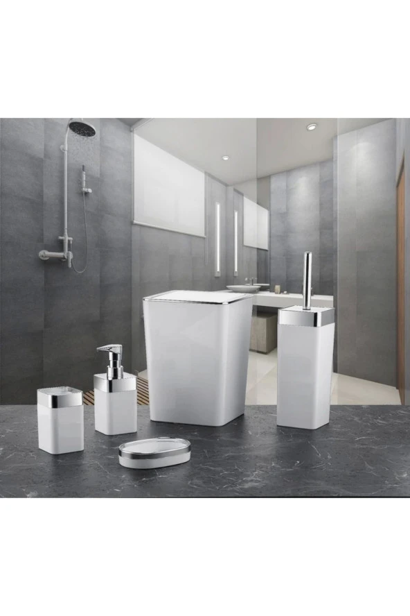 Dante Akrilik 5'Li Banyo Seti Beyaz