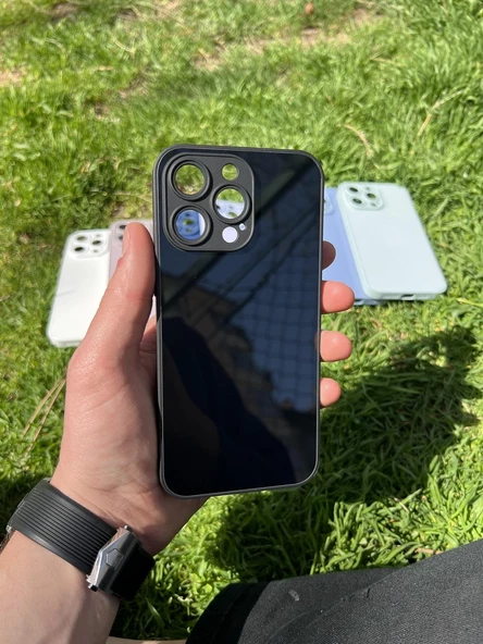 İphone 15 Pro Uyumlu Parlak Premium Renkli Cam Telefon Kılıfı ürün görseli