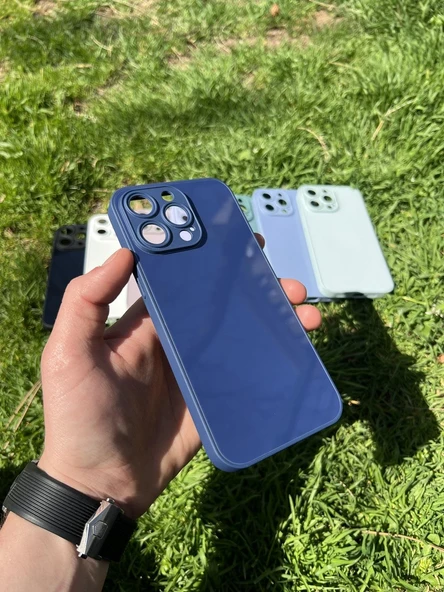 İphone 15 Pro Uyumlu Parlak Premium Renkli Cam Telefon Kılıfı - Resim 6