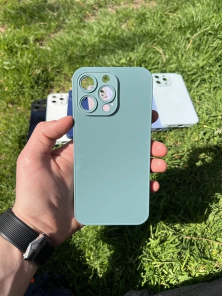 İphone 15 Pro Uyumlu Parlak Premium Renkli Cam Telefon Kılıfı - Resim 11