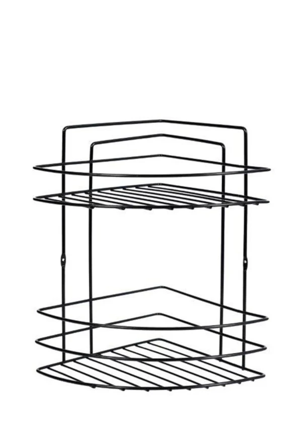 2 Raflı Siyah Köşelik