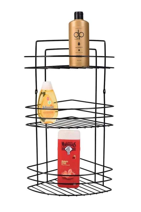 3 Raflı Siyah Köşelik - 2