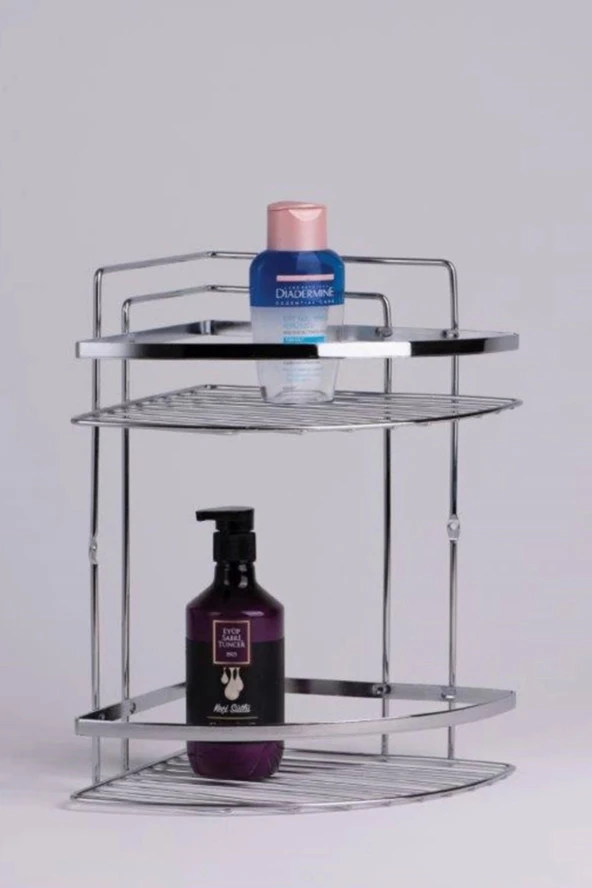 2 Raflı Lamalı Krom Köşelik