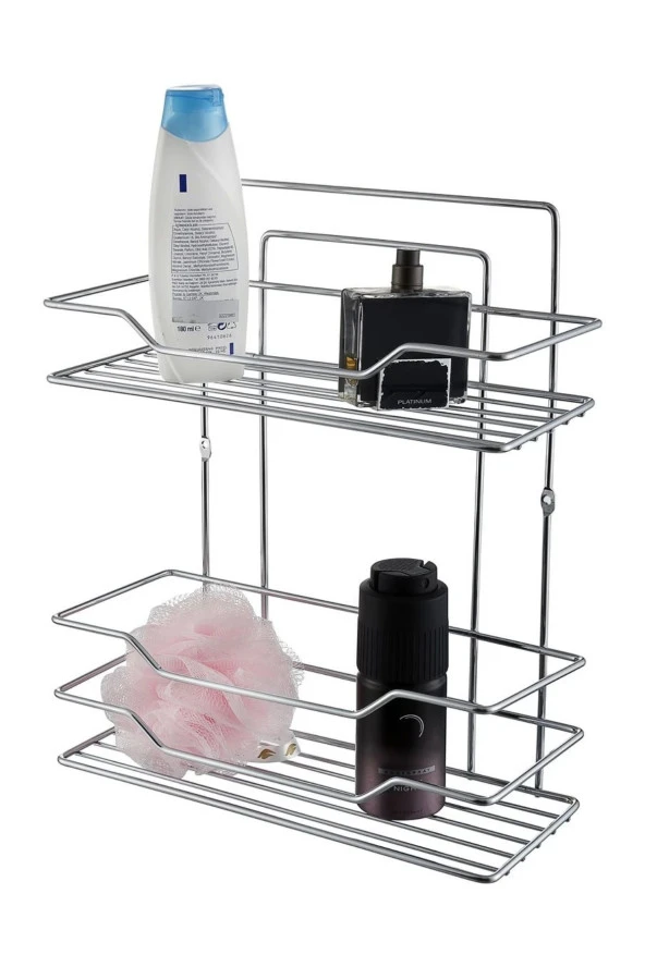 2 Raflı Krom Şampuanlık