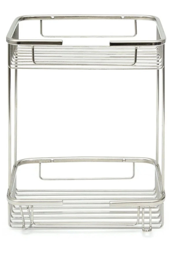 Kare 2 Katlı Şampuanlık Paslanmaz 15*21 Cm