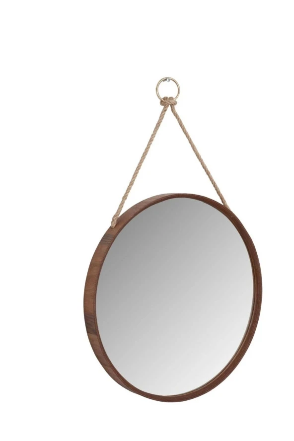 Ahşap Çerçeveli İpli Ayna Q 50 Cm
