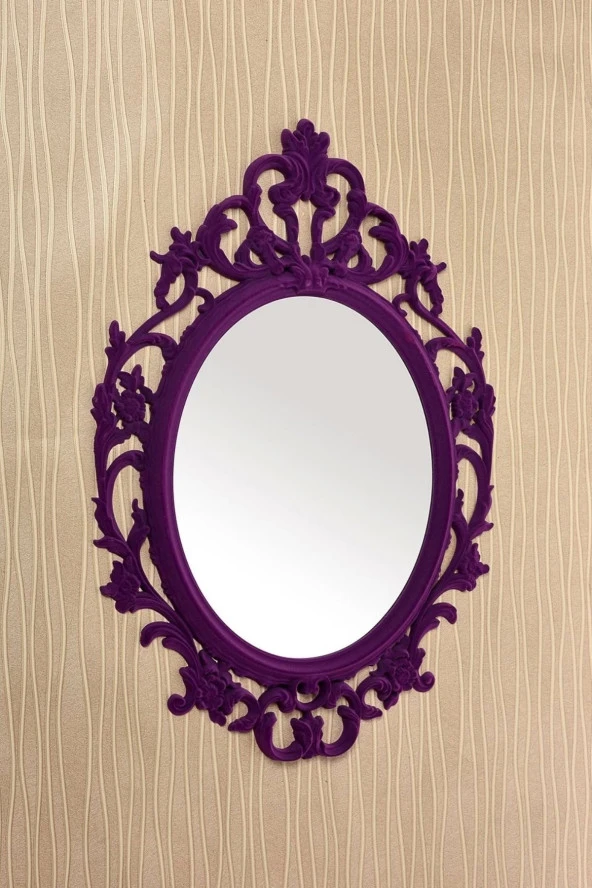 Dekoratif Ayna Kadife Dolu Mor