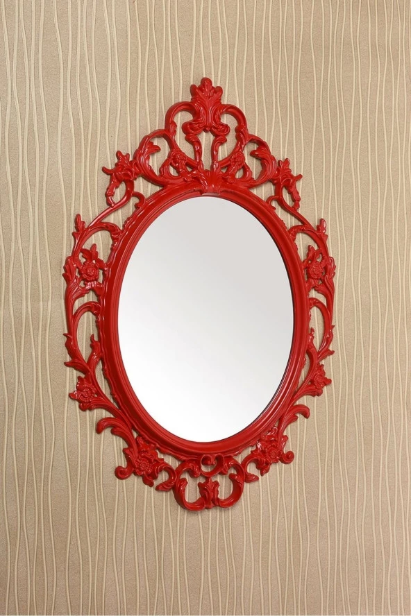 Dekoratif Ayna Boyalı Dolu Kırmızı