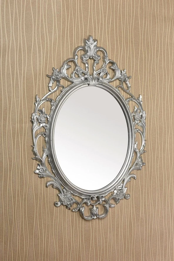 Dekoratif Ayna Boyalı Dolu Gümüş Gri