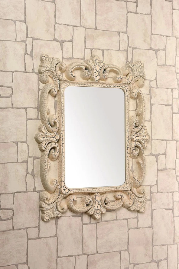 Dekoratif Kare Ayna Krem