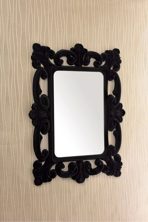 Dekoratif Kare Ayna Kadife Siyah