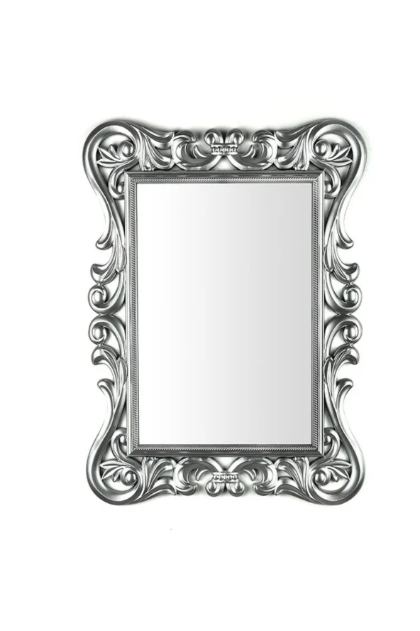 Dekoratif Küçük Kare Ayna Gümüş Gri 54*67 ürün görseli 1