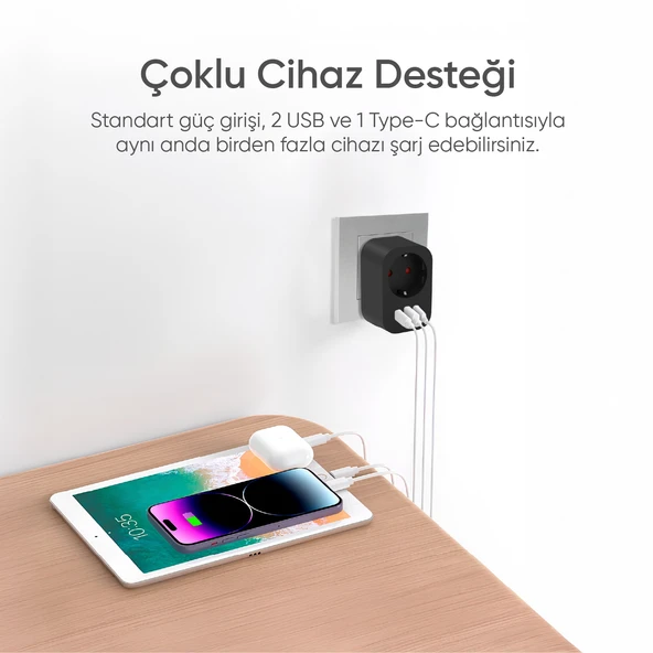 Akıllı Wi-Fi Priz USB Type-C Akım Korumalı Uzaktan Kontrol - 3