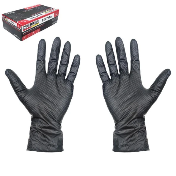 Müller Pudrasız Nitril Eldiven L - 50li Kutu, Kalın - Resim 2