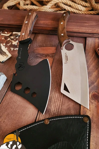 2 Li Outdoor Balta Bıçak Satırı Set Kamp Baltası Bıçak Bıçağı Budama Baltası LZBÇKA - 4