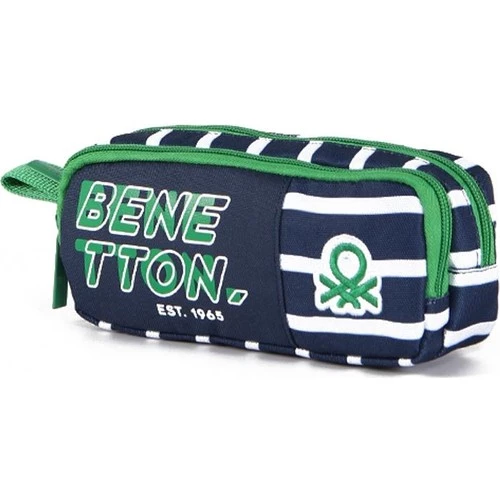 United Colors of Benetton Çift Bölmeli Siyah Yeşil Yazılı Kalem Çantası 03748 - 2