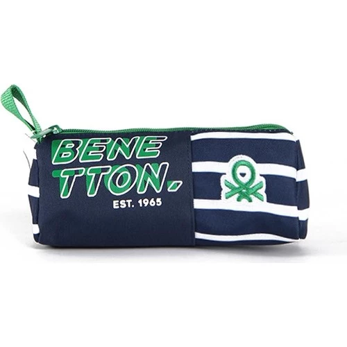 United Colors of Benetton Tek Bölmeli Siyah Yeşil Yazılı Kalem Çantası 03749 - 2
