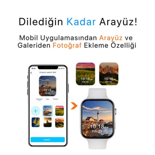 Watch 9 Pro Plus ( 2 KORDON HEDİYELİ ) Son Versiyon AMOLED ekran Akıllı Saat SmartWatch Tüm Telefonlara Uyumlu - 4