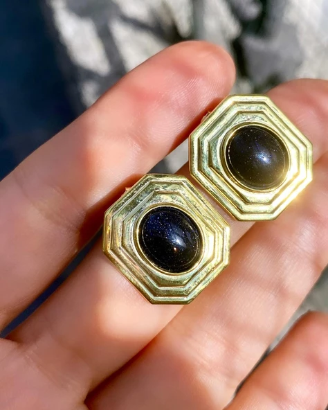 Geometrik Çokgen Çember | Büyük taşlı küpeler | Minimalist Küpe | 925 Gümüş - 2