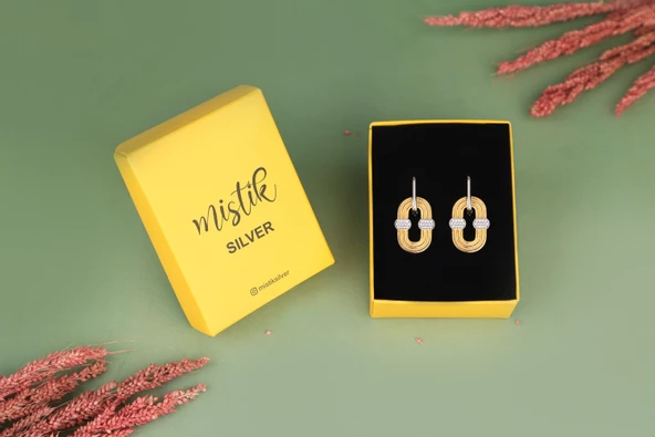 Geometrik Çokgen Çember | Büyük taşlı küpeler | Minimalist Küpe | 925 Gümüş - 4