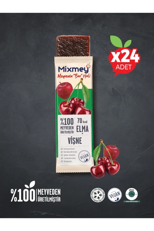 mixmey MİXMEY VİŞNE MEYVE BAR 20GR x24 ADET