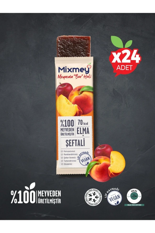 Mixmey Şeftalili 20 gr 24'lü Paket Meyve Barı