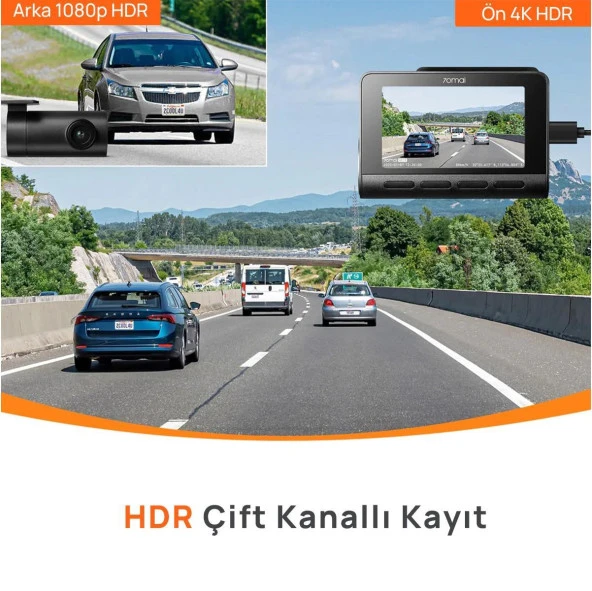 70mai A810 + RC12 Ön ve Arka Araç İçi Kamera Seti - 4