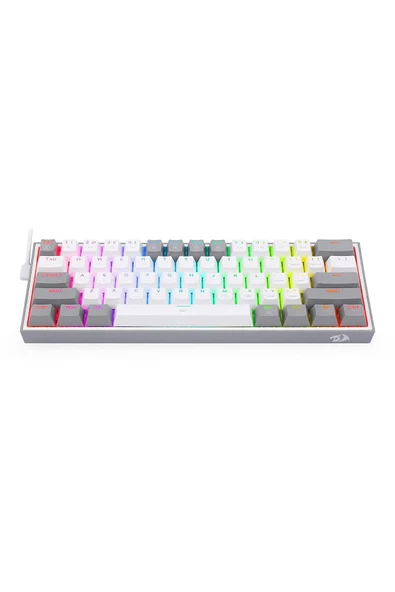 Redragon K617-RGB Fızz Rgb %60 Kablolu Mekanik Klavye, Türkçe, Red Switch, Beyaz/Gri - 4