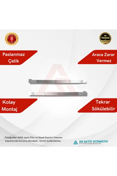 Volkswagen Caddy Mini Van Sürgülü Kapı Çıtası 2 Parça 2003 ve Üzeri Krom Paslanmaz Çelik - 2