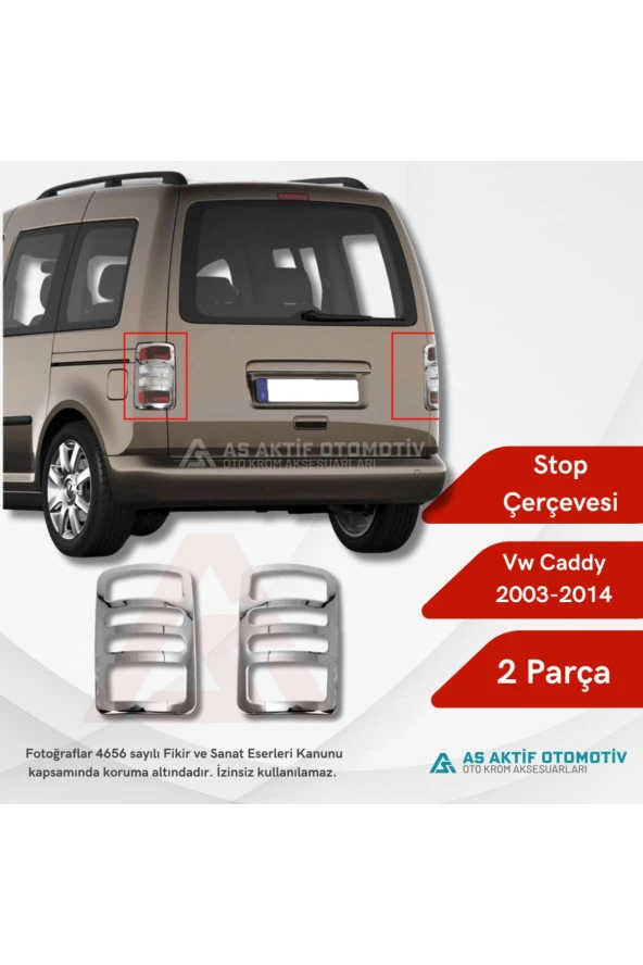 Volkswagen Caddy Mini Van Stop Çerçevesi 2 Parça 2003-2014 Krom Paslanmaz Çelik
